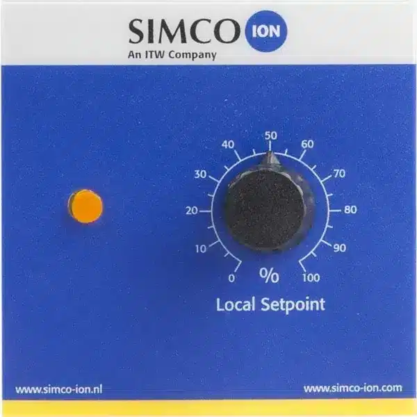 Simco's control kit offers manual adjustment for 24V DC devices, featuring a potentiometer, LED, and versatile ports.