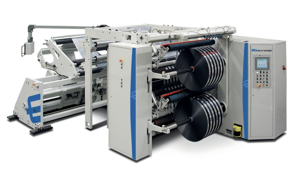 Roll slitting machines for a wide range of flexible packaging materials, various plastic films, and laminates.